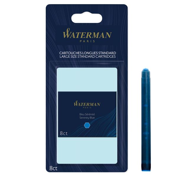 Waterman Large Size Ink Cartridges 8 Pack - Serenity Blue