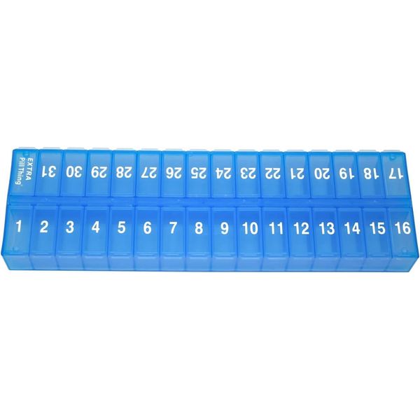Blue Once-a Day Monthly Pill Organizer Removable Lid for Easy Loading