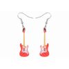 Printed Acrylic Red Guitar dangle earrings