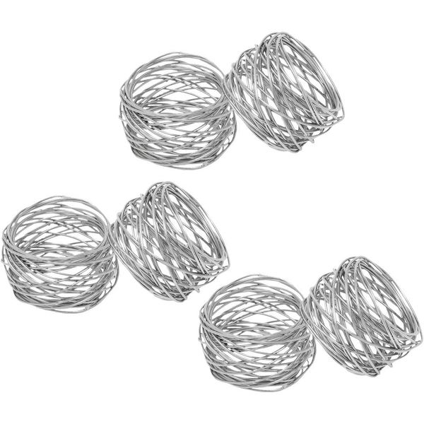 Kaizen Casa Handmade Silver Round Mesh Napkin Rings Holder for Dinning Table Parties Everyday, Set of 6