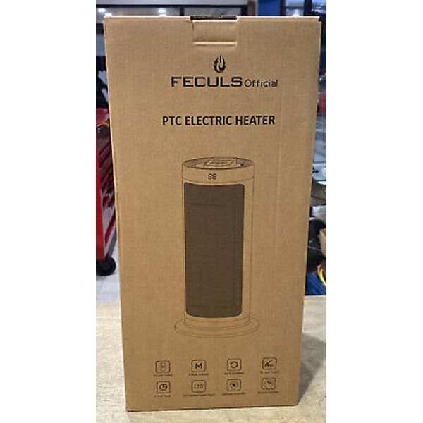 Feculs Portable Electric Space Heater, 1500W W/ Thermostat + Remote, NEW