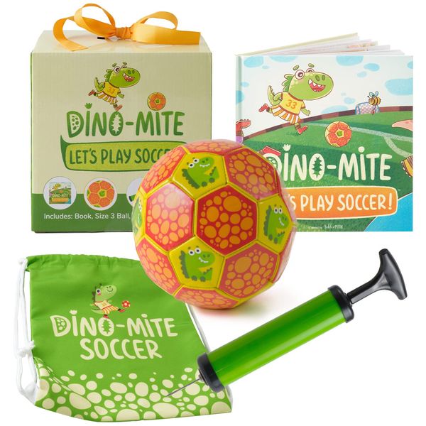 Tickle & Main Dino-Mite - Let’s Play Soccer Gift Set, Dinosaur Soccer Ball, Toddler Soccer Ball for Ages 3-5 Years Old