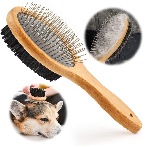 Dog Brush Grooming,Dog Brushes Double Sided Pin and Bristle Soft Cat Puppy Pet Hair Brush for Short and Long Haired