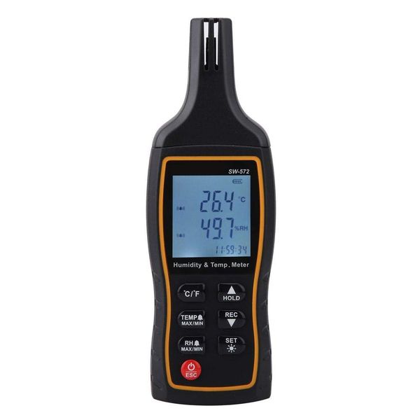 Misuratore di temperatura e umidità, SW-572 Termometro digitale multifunzionale LCD Portatile Igrometro digitale