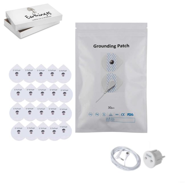 Earthing/Grounding Patches und Kits - Schmerzstillung und Schlafverbesserung mit 30 Patches, 4,5m Kabel und Adapter