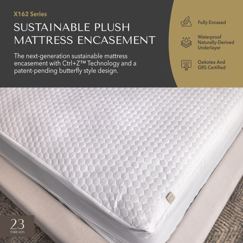 23 Threads X162 Series Soft Plush Waterproof Noiseless Mattress Encasement, Zippered Protector Cover, Washable, with Ctrl+Z Technology, 15 Inch Deep, TwinXL