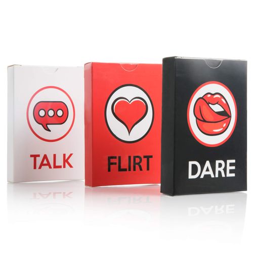 Fun and Romantic Game for Couples: Date Night Box Set with Conversation Starters, Flirty Games and Cool Dares - Talk, Flirt or Dare Cards- 3 Games in 1