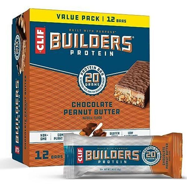 CLIF Builders - Chocolate Peanut Butter Flavor - Protein Bars - Gluten-Free -...