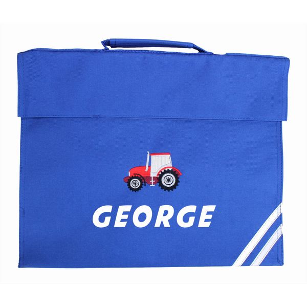 TeddyTs Personalised Tractor Name School Book Bag (Blue),One Size