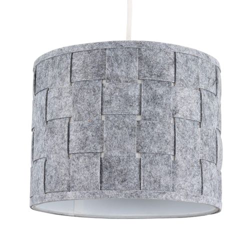 MiniSun Small Modern Grey Felt Weave Design Ceiling Pendant/Table Lamp Drum Light Shade