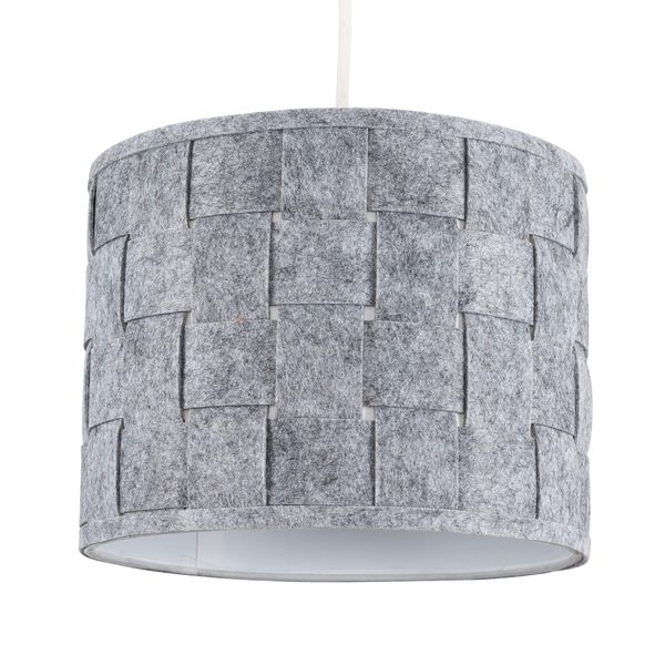 MiniSun Small Modern Grey Felt Weave Design Ceiling Pendant/Table Lamp Drum Light Shade