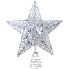 KEYIDO® Silver Star Christmas Tree Topper, 9.5 Inch 3D Metal Silver Glitter Star Tree Topper, Silver Xmas Tree Star Topper