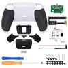 eXtremeRate Black Rubberized Grip Programable RISE 2.0 Remap Kit for ps5 Controller BDM-010 BDM-020, Upgrade Board & White Redesigned Back Shell & Black Back Buttons - NO Controller