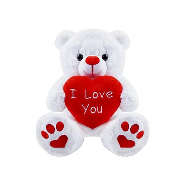 PMS White I Love You Teddy Bear With Love Heart Soft Fill Valentines Loved One Just For You 7"