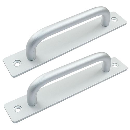 Kemcatui 2 Pack Adhesive Door Handles, Silver Aluminium Alloy Barn Door Handle Stick on Sliding Door Push Pull No Drilling for Cabinet, Drawer（5.8 Inch）