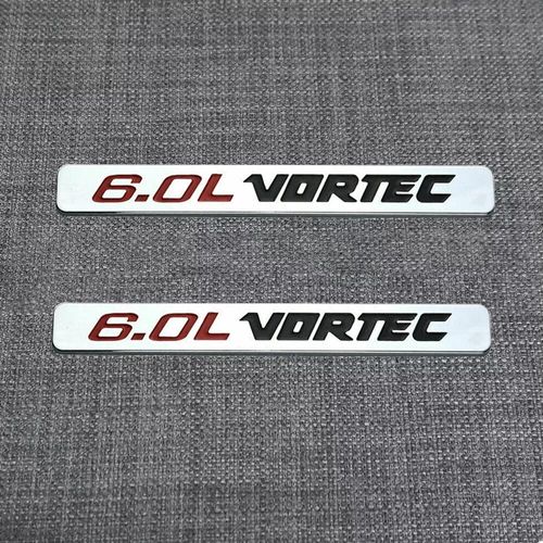 2Pcs 6.0L Vortec Emblems 3D Engine Badge Compatible with 1500 2500Hd 3500Hd Silverado Sierra Truck (Chrome)