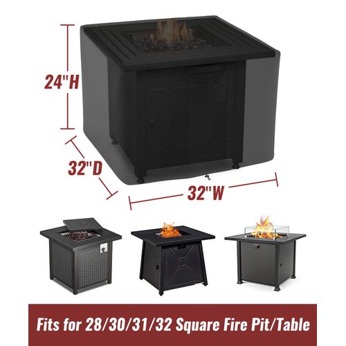NUPICK 30 Inch Square Fire Pit Cover for Propane Fire Pit/Table, 100% Waterproof Cover Fits 28/30/32 Inch Fire Pit, All Weather Resistant
