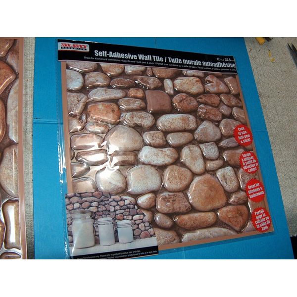 Lot of 10 for $10 Tool Bench Peel Stick Wall Tile Rock Design Backsplash rocks