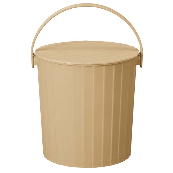 TONBO Shinki Synthetic Dragonfly Sitting Bucket with Lid, 10 Liters, Khaki Beige, Width 10.8 x Depth 10.2 x Height 10.6 inches (27.5 x 26 x 27 cm), Outdoor, Durable, Made in Japan