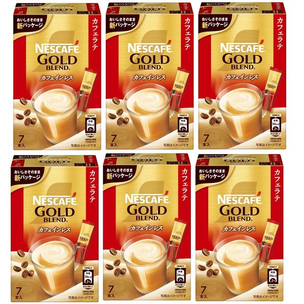 Nescafe Gold Blend Caffeinated Latte Stick Coffee, 7 Pieces x 6 Boxes