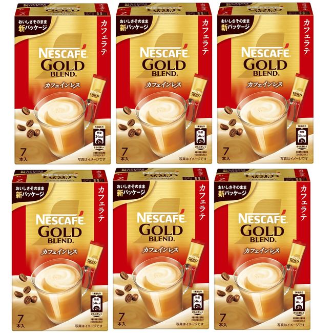 Nescafe Gold Blend Caffeinated Latte Stick Coffee, 7 Pieces x 6 Boxes