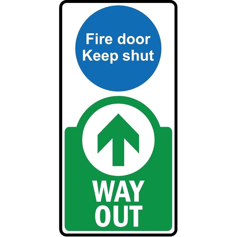 Fire door keep shut way out up arrow safety sign - Self adhesive ...