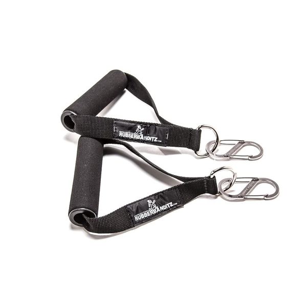 Rubberbanditz Black Soft Hand Grips and Carabiners For Resistance Band Training