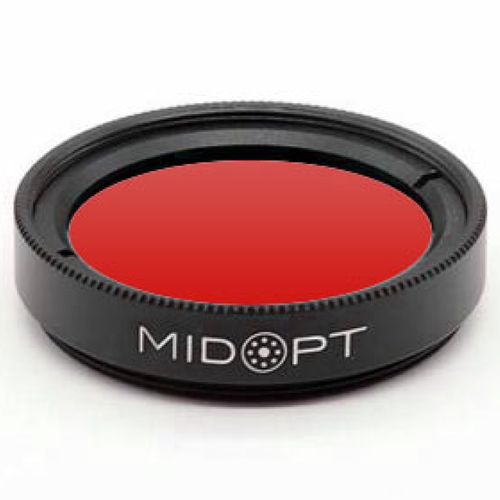 MidOpt Light Red Bandpass Filter for Machine Vision, BP Series, Broad Bandwidth, Range: 615-645nm, BP635-30.5, Fits M30.5 Lens Filter Thread