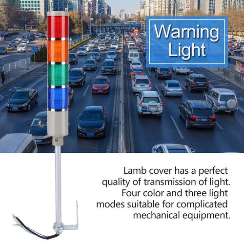 LED Andon Tower Lights, 4 Stack Super Bright Light Station Kit Tower Stacklight Industrial Signal Warning Column Lamp Steady Four Color Three Modes Detachable Complicated Mechanical Equipment