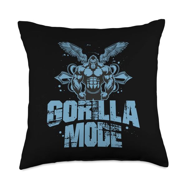 Gorilla Mode Muscles Beast | Gym Workout MMA Fighter Throw Pillow