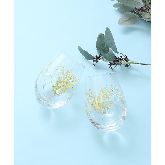 Afternoon Tea Living GY31 Cold Tea Glasses, Mimosa Glass Pair Set, Yellow