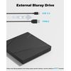 Wbacon External Blu-ray Drive, External Blueray/DVD Drive for PC External Bluray Burner with Extension Data Cable USB 3.0 Type-C Compatible with Windows/MacOS/Linux Laptop Desktop