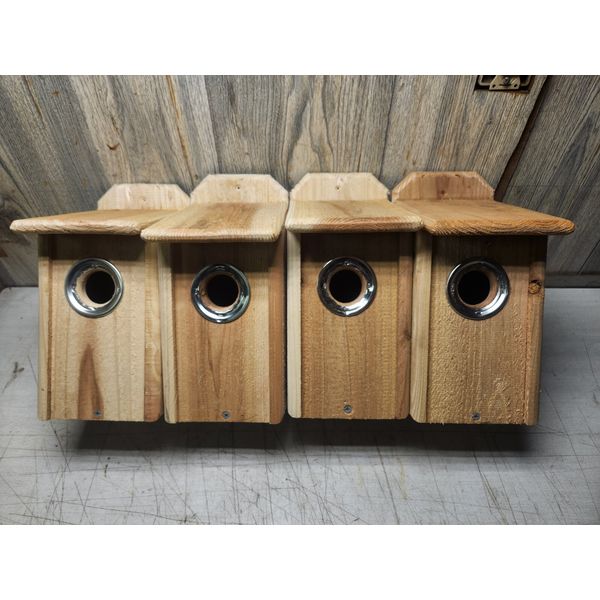 4 BLUEBIRD CEDAR BIRD HOUSE NEW HANDMADE 5/8 CEDAR with squirrel guard