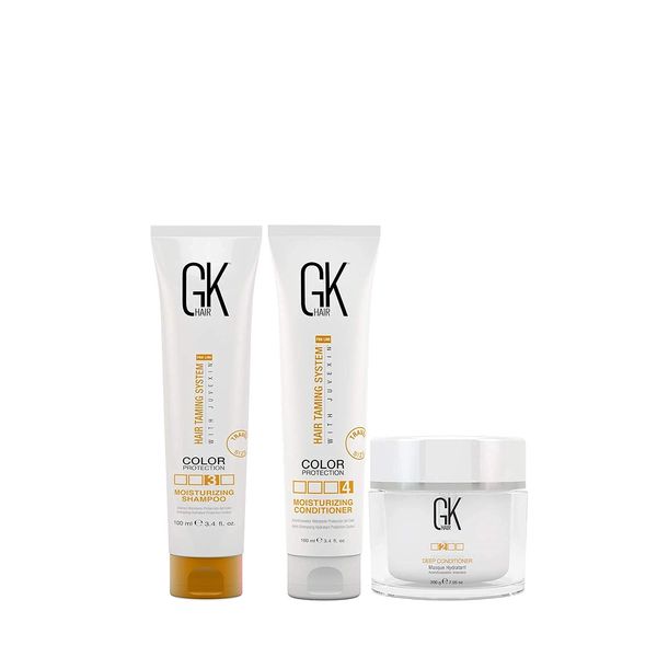 Global Keratin GK Hair Moisturizing Shampoo and Conditioner Set 100ml - Deep Conditioner Masque 200g/7.5oz Dry Damage Hair Conditioning