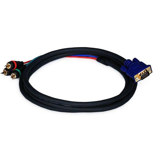 Monoprice 102170 Monoprice 6ft VGA to 3 RCA Component Video Adapter for Projectors, Black/Blue