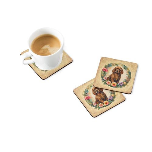 Caroline's Treasures Irish Water Spaniel and Flowers Foam Coaster Set of 4 Cup Coasters for Indoor and Outdoor, Coaster for Tabletop Protection, Anti Slip, Mouse pad Material