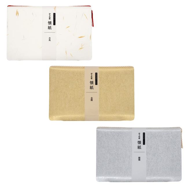 Kamiso Sansho Kimono Beauty Kaiseki Paper with Case, 3-Piece Set, Kicho, Gold Kasumi, Silver Kasumi, 6.9 x 5.7 inches (17.5 x 14.5 cm)