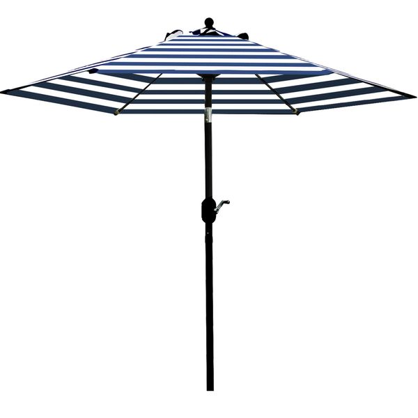 Sunnyglade 7.5' Patio Umbrella Outdoor Table Market Umbrella with Push Button Tilt/Crank, 6 Ribs (Blue and White)