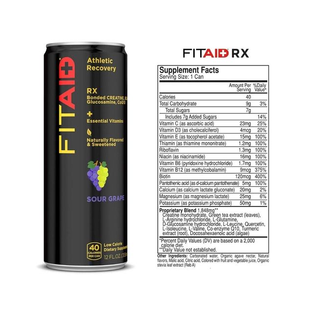 LifeAid FITAID RX Sports Post Workout Recovery Creatine Drink - 48 Cans