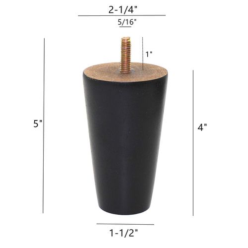 WEICHUAN Black Round Solid Wood Replacement Sofa Couch Chair Ottoman Loveseat Coffee Table Cabinet Furniture Wood Legs Wood Furniture Legs(4" Set of 4)