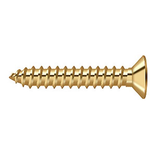 #12, 1-1/4" Length Flat Head Phillips Drive Wood Screw Solid Brass Lifetime Pol