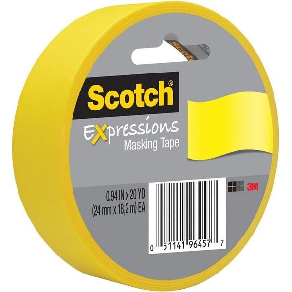 Scotch Expressions Masking Tape, 0.94-Inch x 20-Yards, Primary Yellow,...