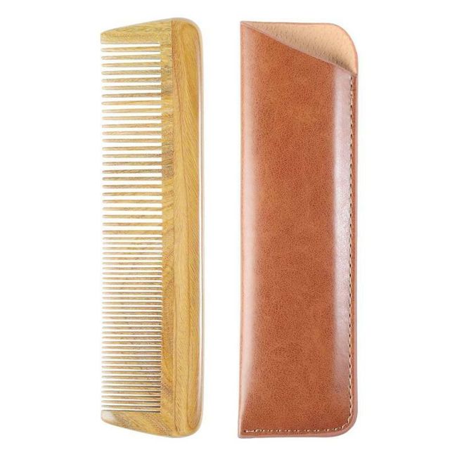 Onedor Handmade 100% Natural Green Sandalwood 2 in 1 Extra Fine &Fine Tooth Comb