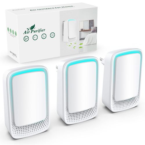 Air Ionizers for Home (3 Pack), Negative Ion Generator, Quiet Air Freshener for Bedroom, Office, Kitchen, Portable Air Filter Odor, Smoke Dust, Pets, Eliminator, Mini Air Cleaner