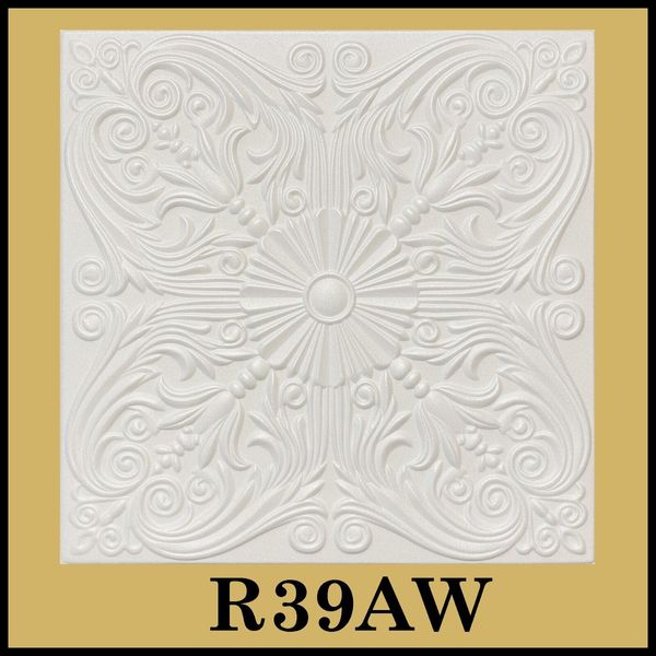 Ceiling Tiles, Glue Up 20" x 20" Victorian R39W Foam Decorative White Plain SALE