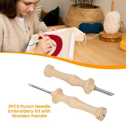 AILOOCEDI Oxford Punch Needle,2pcs Punch Needle Embroidery Kit Wooden Handle Yarn Needle DIY Hand Made Knitting Tools,for Family Curtains, Decorative Paintings﻿, AILOOCEDI54gvn7y2zu