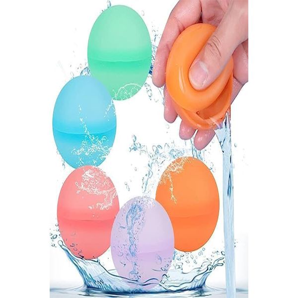 Alhena Water Balloons Splash Balls, 10 Pack Water Play, Reusable, Recycled, Magnetic, Repeated Pool, Sea, Beach, Unbreakable Water Balloons, Kids Pool Eco