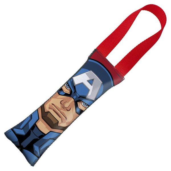 Buckle-Down Dog Tug Toy Captain American Face Shield Icon Close Up Red Red, 15" x 3" x 2"