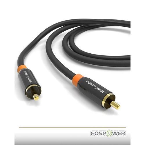 FosPower RCA Male to RCA Male S/PDIF Coaxial Digital Audio (COAXIAL) Coaxial Cable [24K Gold Plated Connectors] for Home Theater, HDTV, Subwoofers, Hi-Fi Systems and More - (Black) (1.8m)