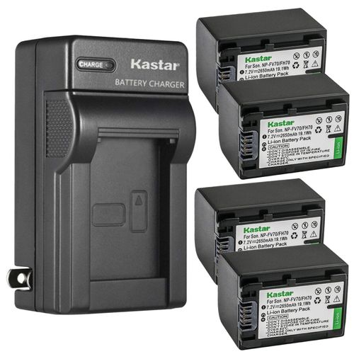 Kastar 4-Pack Battery and AC Wall Charger Replacement for Sony HDR-SR11, HDR-SR12, HDR-SR200, HDR-SR220, HDR-SR30, HDR-SR300, HDR-SR40, HDR-SR42, HDR-SR45, HDR-SR47, HDR-SR5, HDR-SR50, HDR-SR56